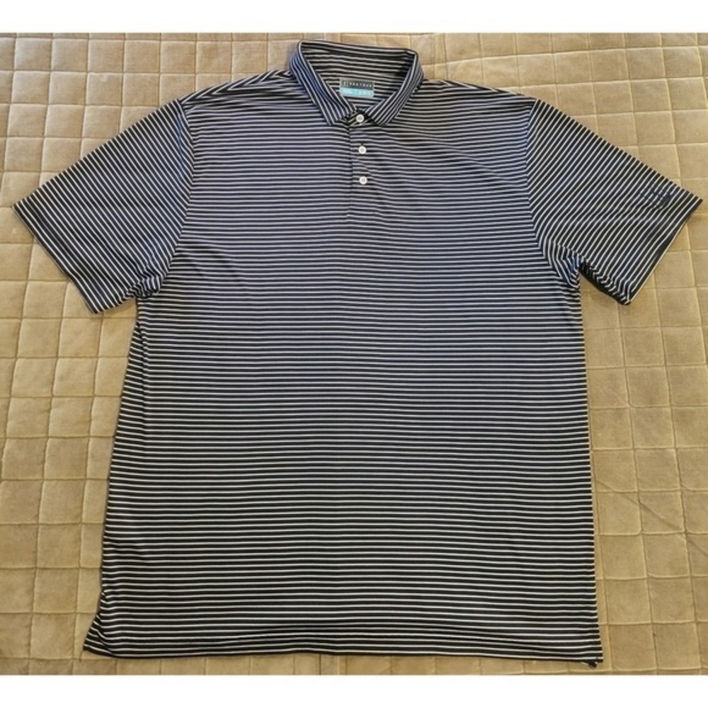 PGA Men's Black And White Striped X-Large Golf Polo With Stretch Seams